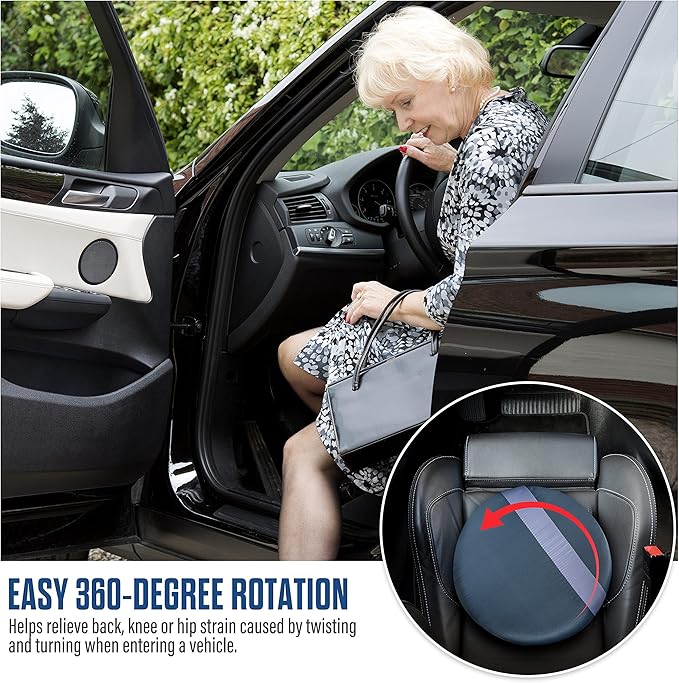 HealthSmart 360 Degree Swivel Seat Cushion, Chair Assist for Elderly, Swivel Seat Cushion for Car, Twisting Disc, Gray Stripe, 12.5 Inches in Diameter