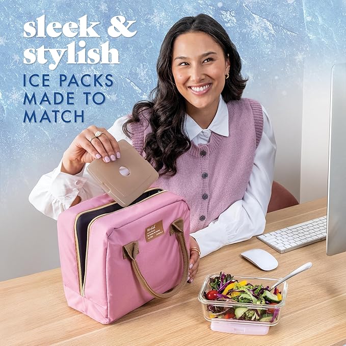Cool Coolers by Fit & Fresh Slim Ice Packs, Quick Freeze Reusable Ice Packs for Lunch Boxes & Coolers, Long-Lasting, Space Saving Lunch Ice Packs, Multicolor, 4Pk