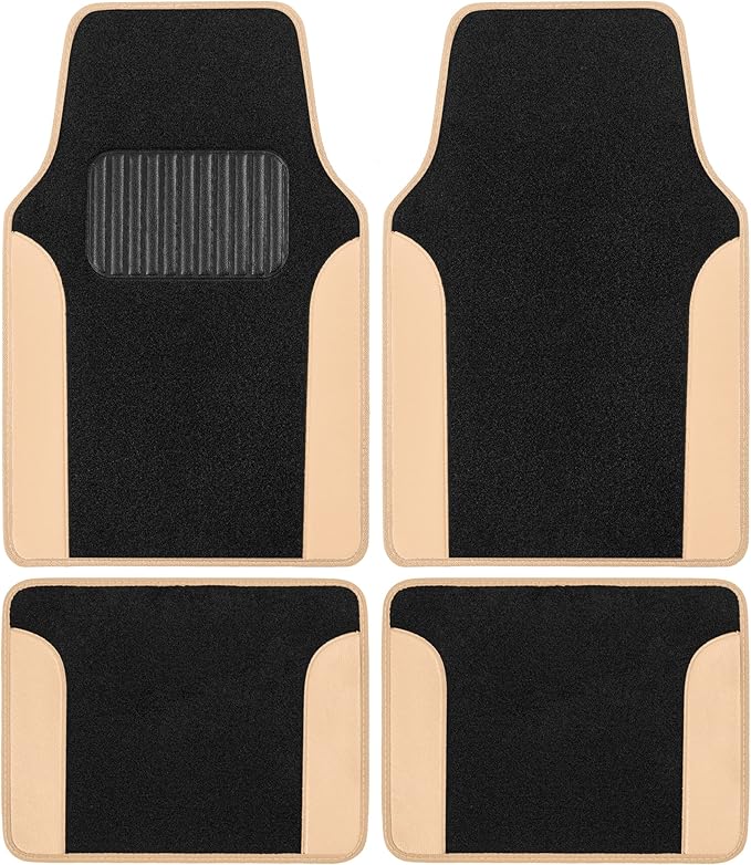BDK Premium Carpet Floor Mats for Cars - Universal Fit Interior 4-Piece Car Mats Full Set with Vinyl Heel Pad Protector - Cute Car Accessories Interior Floor Covers for SUVs & Trucks