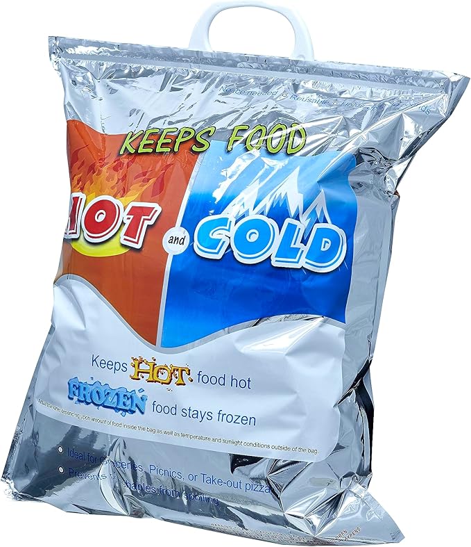 Superio Hot and Cold Insulated Bags for Food Delivery, Grocery Shopping Bags, Food Storage for Hot and Frozen Food for Travel, Disposable Cooler Bag, Reinforced Thermal Lunch Bag (1, 16"x19.25")