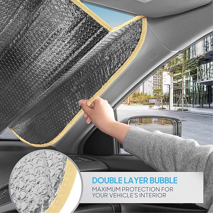 BDK Golden Sunset Palm Trees Front Windshield Sun Shade Accordion Folding Cute Car Window Shades for Truck & Car Sunshade Shield for Sun UV Rays - Visor Protector Keeps Vehicle Cool - 58 x 27 inches