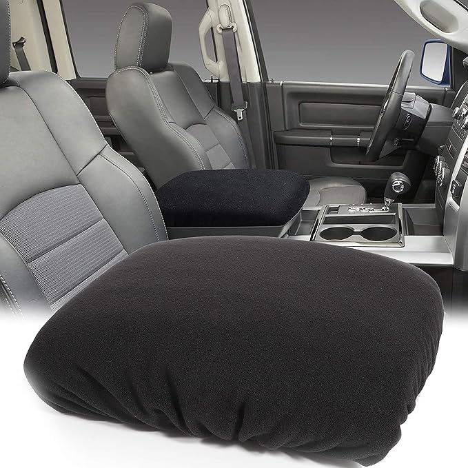 Center Console Armrest Pad Cover for Dodge Ram 1500 2500 3500 4500 5500 Pickup Trucks 1993-2023-Black Soft Car Armrest Protector Cushion All Seasons Suitable(Black)