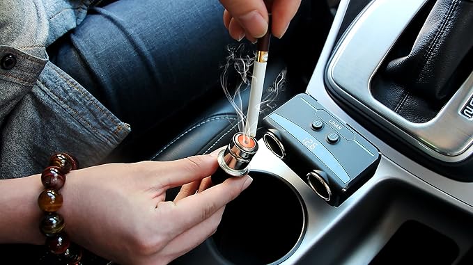 LIHAN 2 Socket Cigarette Lighter Adapter, Car Charger Plug Splitter with Dual USB Ports, 12V/24V Meter Monitor, Compatible with iPhone, LG, HTC, Samsung etc