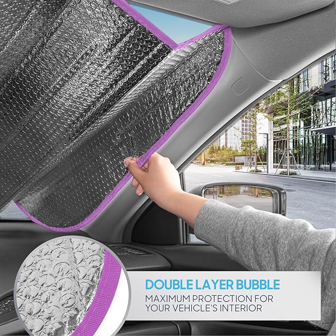 BDK Retro Wave Automotive Windshield Sunshades Accordion Folding Style - Windshield Sun Shade Auto Shade for Cars Trucks SUVs Vans Sun Visor Protector to Block UV Rays – Keeps Vehicle Cool 58” x 27”