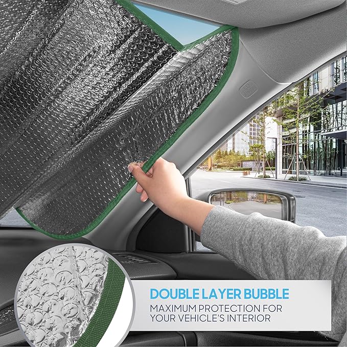 BDK Cali Palm Trees Front Windshield Sunshade Accordion Folding Style Auto Shade for Car Truck SUV Van Blocks UV Rays Sun Visor Protector Easy Setup Keeps Your Vehicle Cool - 58 x 27 inches