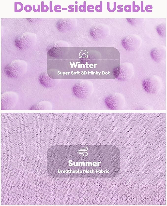 Infant Car Seat Insert with Removable Cushion for Baby Preemie Newborn Infant, Reversible carseat Insert Head Body Support Fits for Stroller, Baby Swing, Rocker, Bouncer, Bassinet - Purple