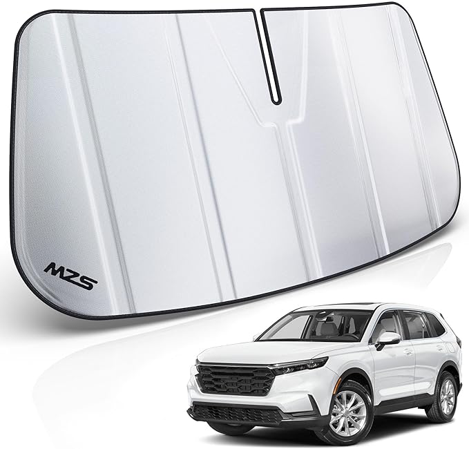 MZS Windshield Sun Shade Compatible with CRV 2023-2026, Foldable SUV Front Window Sunshade with Storage Pouch, Sun Visor Shield Accessories for Interior Protector