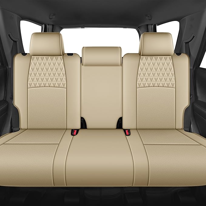 AOMSAZTO Custom Fit Seat Covers for Toyota 4Runner: 2011-2024 Faux Leather Full Set Car Seats Cover for 4Runner Beige (5 Seats Model Only)