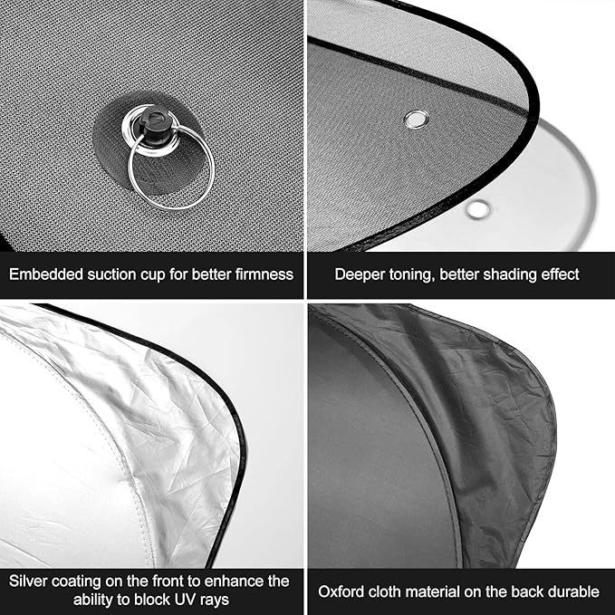 Tallew 6 Pack Car Window Shades for Baby, Include Front Rear Side Sun Visor Windshield Shade Cling Sunshade with Suction Cups for UV Protection(63 x 34 Inch)