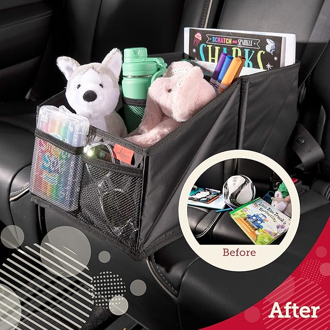 Lusso Gear Car Seat Organizer for Front or Backseat - Great for Adults & Kids, Features 9 Storage Compartments for Toys, Magazines, Tissues, Maps, Books, Documents, Games & More (Planets)