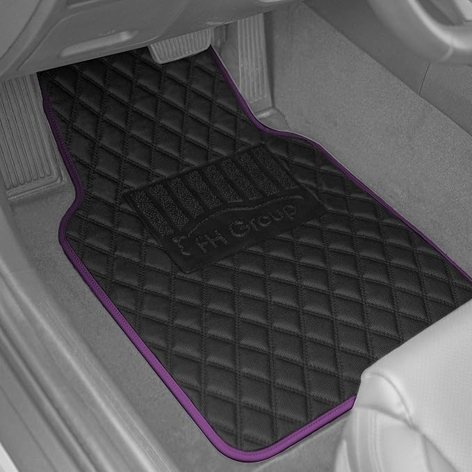 FH Group Floor Mats - Faux Leather Floor Mats for Cars, Universal Fit Automotive Floor Mats, All Purpose Car Floor Mats, PU Leather Protector Mat for Most Sedan, SUV, Truck Floor Mats Purple