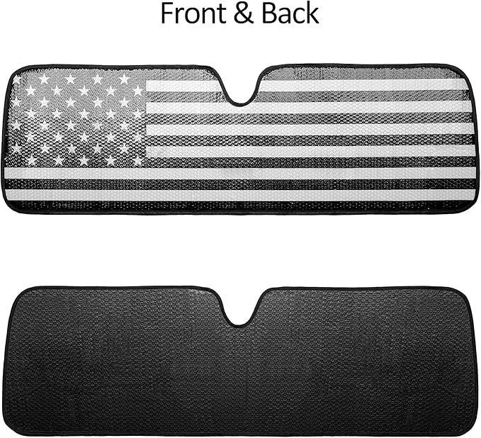 Windshield Sun Shade Compatible with Jeep Wrangler JK JKU JL JLU 1997-2023 & Jeep Gladiator JT 2020-2023 16.5"x52.5" Folding Front Window Sun Shade for Car Accessories (American Flag)
