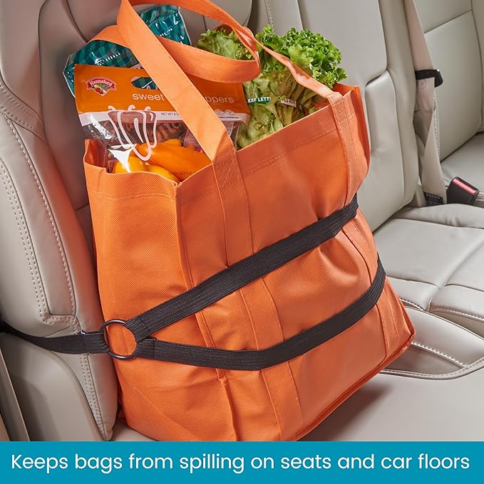 High Road HoldTight Car Purse Holder, Grocery Bag Holder and Package Strap for the Front Seat, Back Seat or Trunk - 2-pack