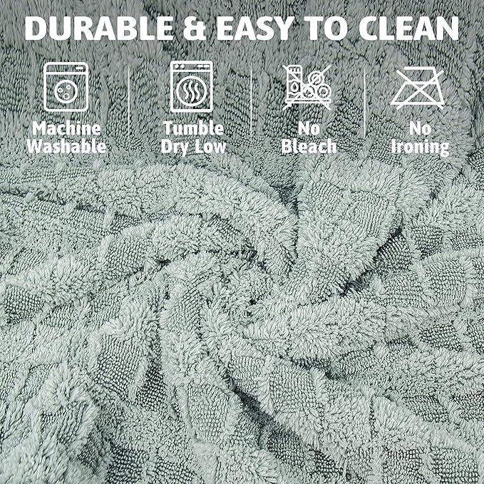 Greenfound Microfiber Towel for Cars, 1000GSM Car Drying Towel, Double Twist Pile & Edgeless Design, No Streaks, Scratches, or Water Spots, Soft and Absorbent, 18"×24", Check Silver&Grey