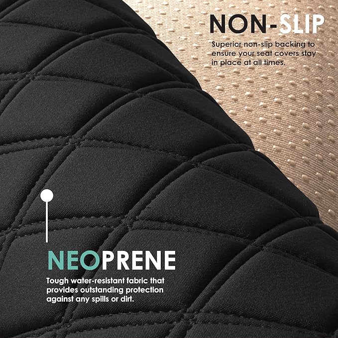 FH Group Car Seat Cushion Neosupreme Automotive Seat Cushions - Universal Fit, Rear Car Seat Cushion, Car Seat Cushions With Non-slip Silicone Backing for SUV, Sedan, Van Rear Set Black