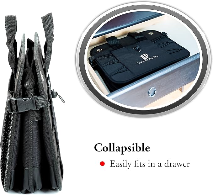 TRUNKCRATEPRO Save 15 per cent off bundle of 2 Collapsible Multi-Compartment Trunk Organizer Multi-Compartment storage for men and women (Black and Red)