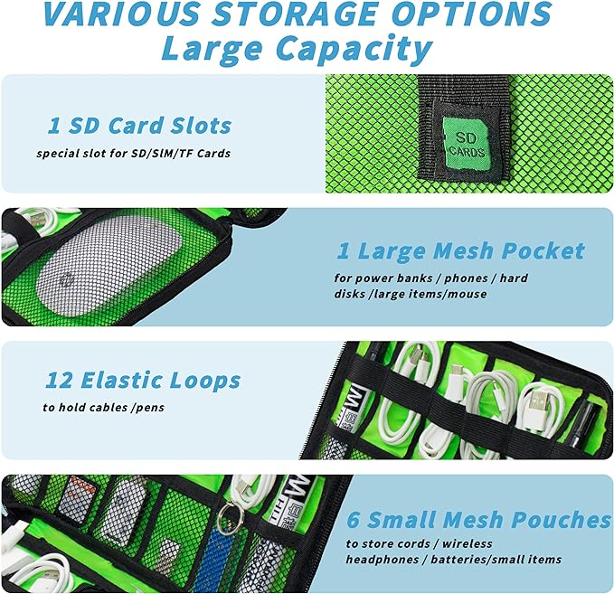 Electronics Organizer,Travel Cord Organizer Pouch, Portable Cable Organizer Bags,Travel Electronic Accessories Storage Case for Cables, Cords, Charger, Phone (Orange)