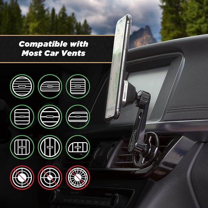 Scosche MM2VP2WDSR-XC0 MagicMount™ Pro Magnetic Car Phone Holder Bundle for Air Vent and Window or Dashboard - Strong Magnetic Mount for iPhone and Android - 360° Adjustable Secure Cell Phone Mounts