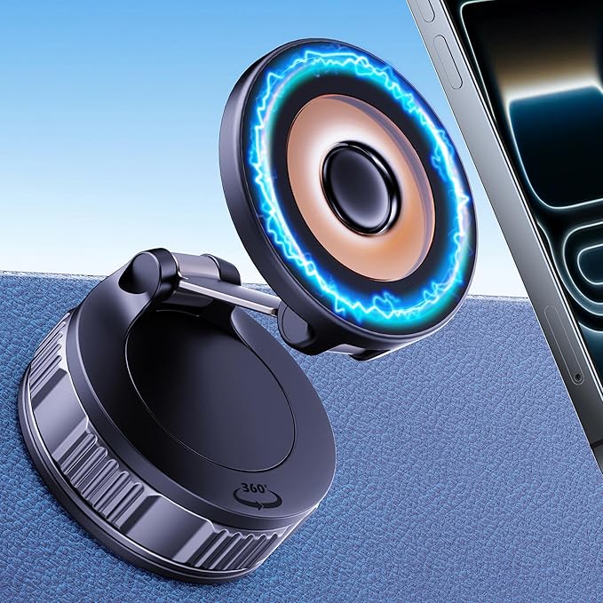 LOMONICA 2026 Upgraded Car Phone Holder for Magsafe [120+LBS Strongest Suction & 2800gf Magnetic] 360° Adjustable Car Phone Mount, Phone Holders for Your Car for iPhone 12-17 Pro Max Series & Samsung
