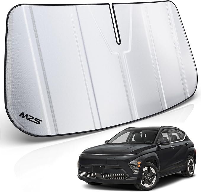 MZS Windshield Sun Shade Compatible with Kona 2024-2026, Foldable Car Front Window Sunshade with Storage Pouch, SUV Sun Visor Shield Accessories for Interior Protector