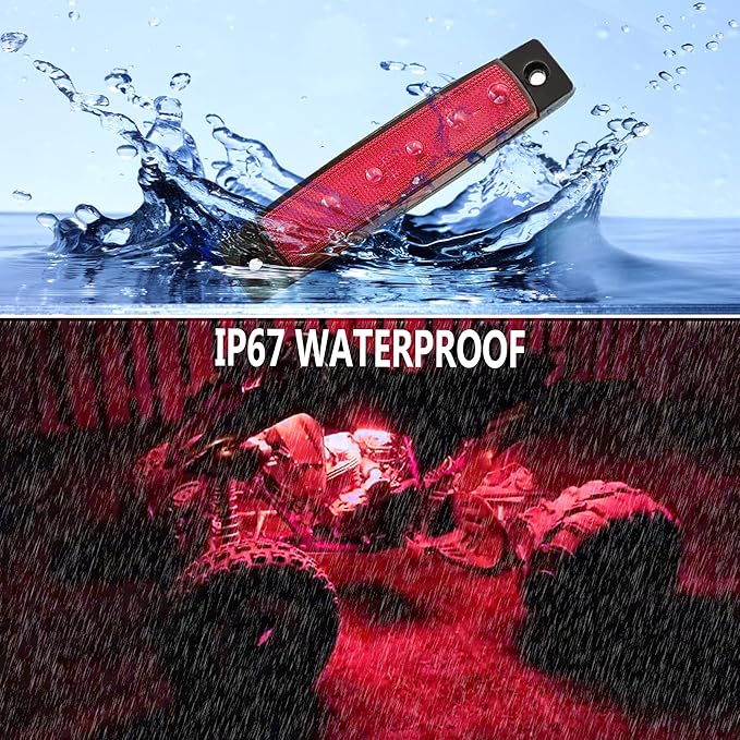 10 Pcs LED Rock Lights Waterproof 3.8" Sealed Red Underglow Kit, Fender Wheel Well Lights, Car Exterior Side Marker for Wrangler, Snowmobile, Truck, Golf Cart, RV, Cab, SUV, Offroad