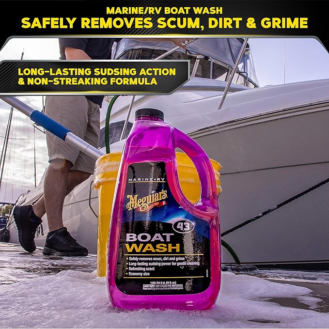 Meguiar's Boat & RV Wash & Wax Starter Kit - The Perfect Detailing Kit For Boats & RVs - Includes Wash, Wax, Water Spot Remover, Vinyl & Rubber Detailer and Cleaning Accessories