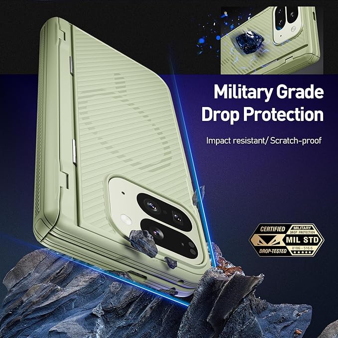 Poetic Revolution Flex Case for Google Pixel 10 Pro Fold, [Foldable Kickstand][Hinge Protection][MagSafe Compatible], Shockproof Slim Pixel 10 Pro Fold Cover with Built-in-Screen Protector, Green
