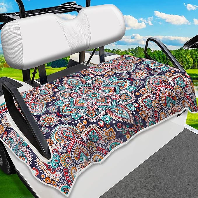 ENYORSE Golf Cart Seat Covers - Ethnic Style Golf Cart Towel Blanket for 2/4 Seater, Soft & Breathable Microfiber, Keeps Seats Cool & Comfortable, 51”x31”, Fits EZGO/Yamaha/Club Car
