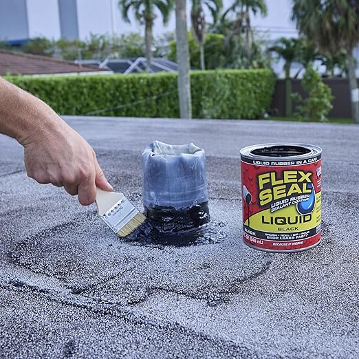 Flex Seal Liquid, Rubber Coating Sealant, Waterproof, Flexible, Breathable, and UV Resistant, Roof Repair, Basements, RV, Campers, Trailers, Marine, EPDM, Masonry, Black, 32 oz