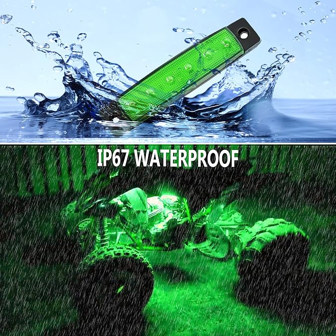 10Pcs Led Rock Lights Waterproof 3.8" Green LED Underglow Kit,Fender Wheel Well Lights, Car Exterior Side Marker Lights for Wrangler Pickup Truck Golf Cart RV SUV Offroad ATV UTV
