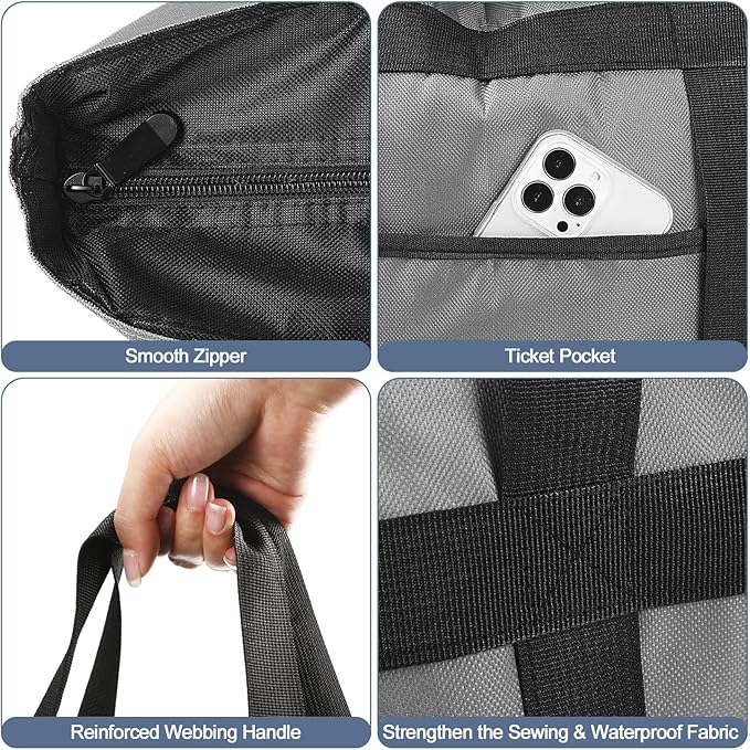Pickmesh 6 Pcs Large Insulated Cooler Bag with Thermal Foam Insulation, Gray, Grocery, Travel, Beach, Pizza Delivery, Food Packaging, Tailgate Parties, Catering