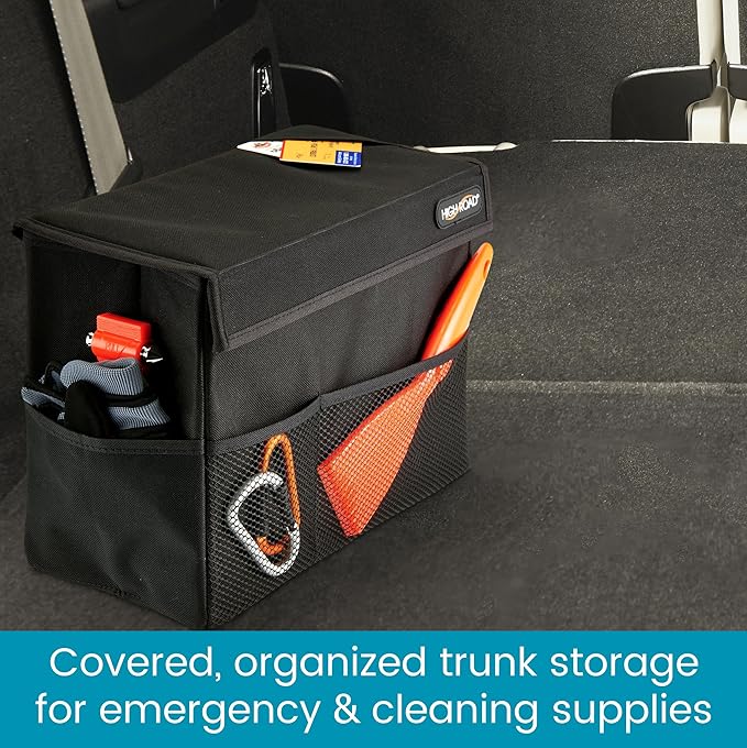 High Road Carganizer Car Storage Bin with Lid - Multipurpose Storage Box for Car for the Back Seat, Front Seat or Trunk - Univeral Car Organizer Fits All Vehicles