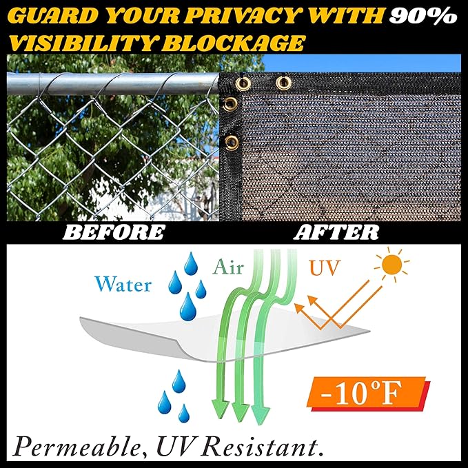 Royal Shade Custom Size 6' x 41' Brown Fence Privacy Screen Windscreen Cover Netting Mesh Fabric Cloth - Cable Zip Ties Included (We Make Custom Size)
