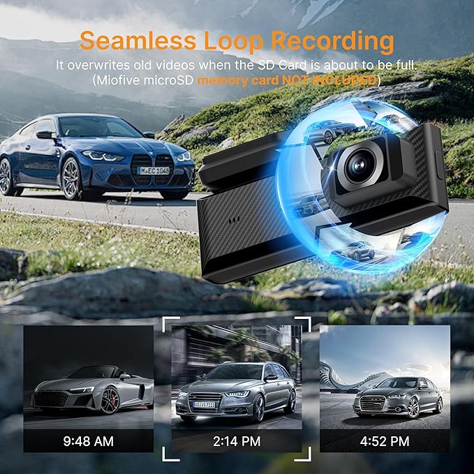 Miofive Dash Cam Mini 2, 2K+1080P FHD, Built-in Wi-Fi GPS Smart Dash Camera for Cars, 125° Wide-Angle FOV, HDR, Night Vision, G-Sensor, iOS/Android App, Loop Recording, Parking Monitor, Time-Lapse