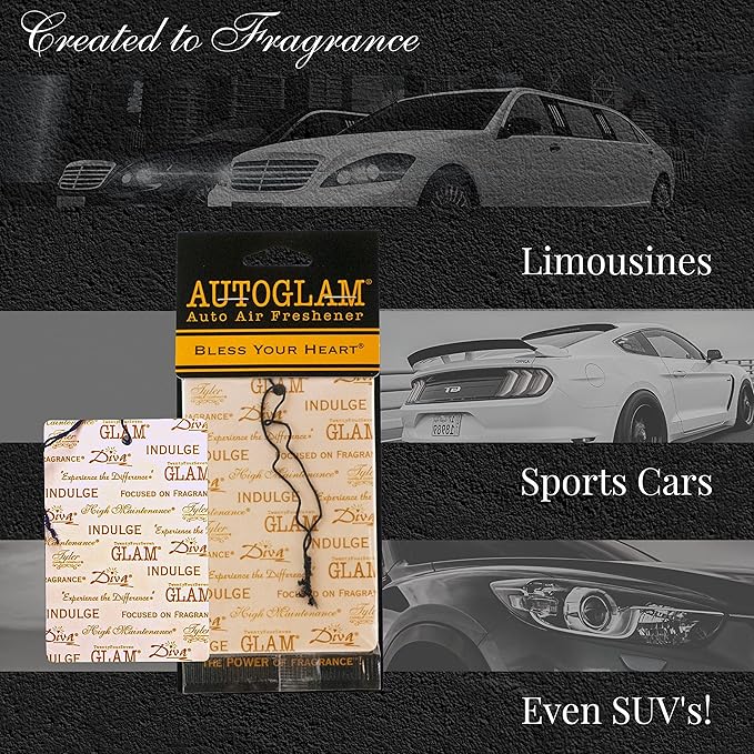Worldwide Nutrition Bundle Tyler AutoGlam Car Air Fresheners - Bless Your Heart Scent Car Fresheners - 6 Pack Tyler AutoGlam Car Air Freshener and Multi Purpose Key Chain