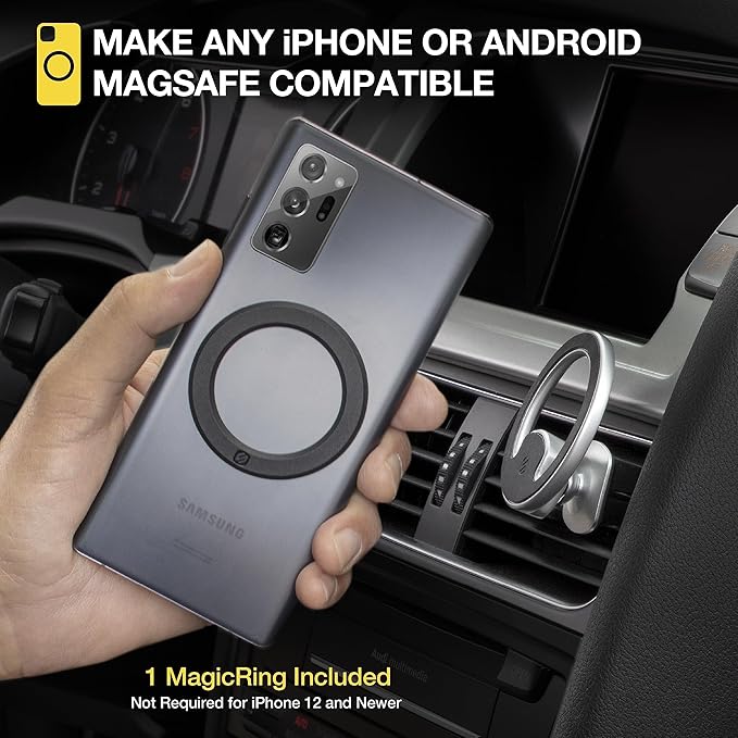 Scosche MagicMount MEMSV Elite2 Magnetic Phone Mount for Car Vent, MagSafe Phone Holder with 360° Adjustable Magnet Head, Cell Phone Stand Compatible with iPhone 16/15/14/13/12 & MagSafe Case, Silver
