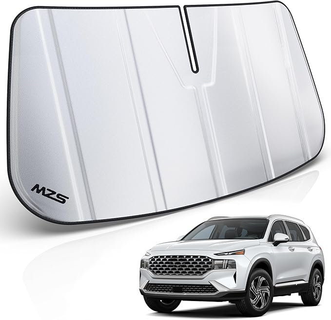 MZS Windshield Sun Shade Compatible with Santa Fe 2019-2023, Foldable Car Front Window Sunshade with Storage Pouch, SUV Sun Visor Shield Accessories for Interior Protector