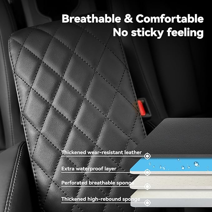 Corolla Center Console Cover/Pad Fit 2020-2023 2024 2025 2026,Faux Leather Toyota Corolla Armrest mat,Posture Improving Support Cushion,Protector Console,Waterproof, Wear-Resistant