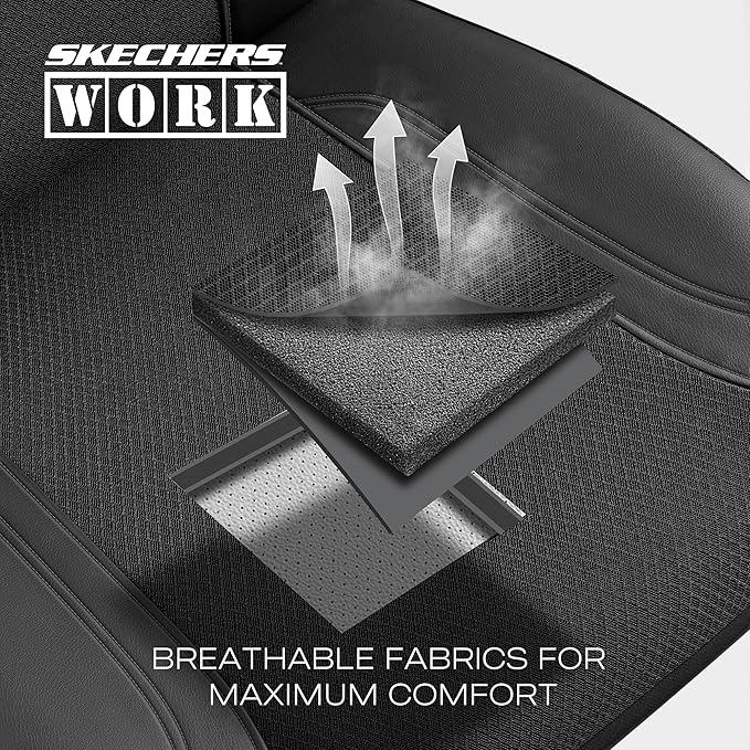 Skechers Car Seat Covers, Work Leather Seat Covers 5-Times Stronger Built-in Webbing, Oxford Fabric Seat Cover Full Sets, Airbag Compatible, Automotive Comfort for Cars, Trucks, SUVs,Black