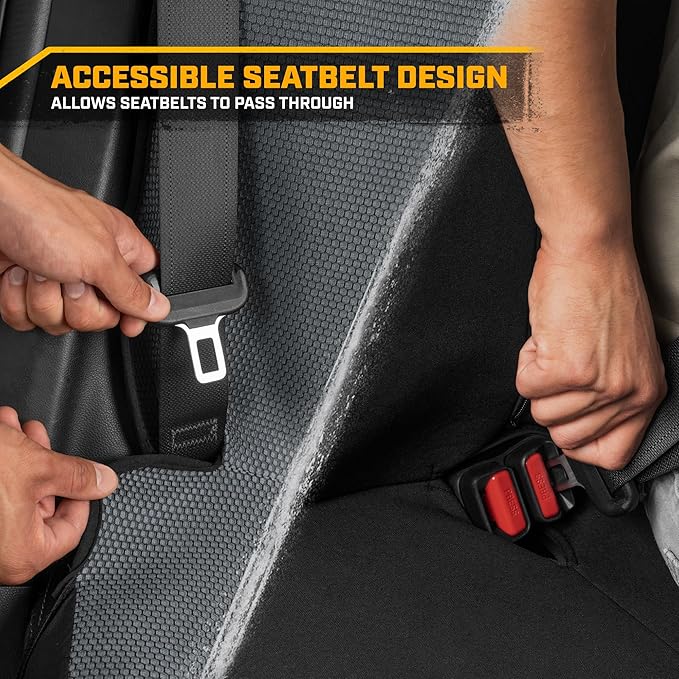Cat MeshFlex Charcoal & Black Rear Seat Cover for Car – Durable Canvas & Mesh Design 60/40 Split Bench Protector for Cars, Trucks & SUVs – Back Seat Cover for Rear Bench – Interior Car Accessory