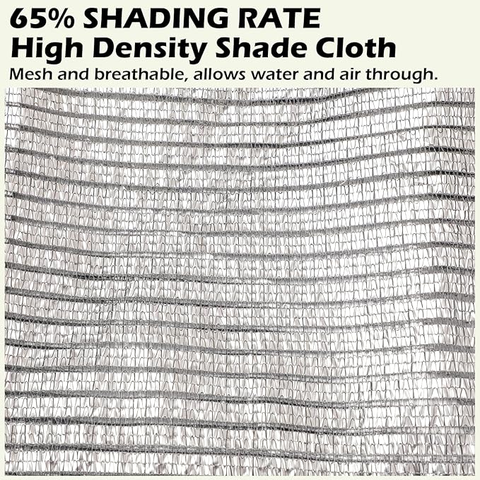65% Aluminum Foil Shade Cloth with Grommets,13ft x 13ft, Mesh Sun Block Fabric Cover, Canopy, Privacy Screen for Outdoor Patio, Garden, Backyard, Silver