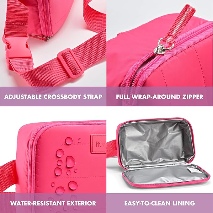 Fit & Fresh Insulated Belt Bag, Small Insulated & Leakproof Cooler, Adjustable Fanny Pack for Women, Small Soft Cooler, Crossbody Bags for Women, Hot Pink
