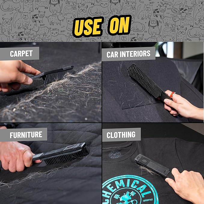 Chemical Guys Professional Rubber Pet Hair Removal Brush – Multi Surface Detailing&Pet Hair Removal Tool for Cars,Trucks,SUVs,RVs&Home – Removes Lint and Debris from Upholstery and Carpet,(Pack of 12)