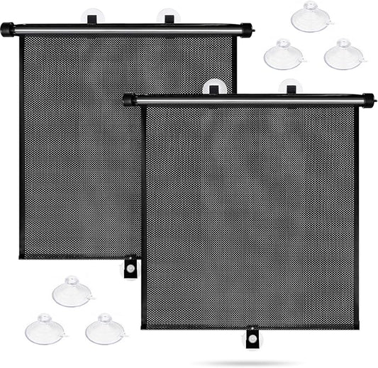 Sfee Car Window Shades for Baby-2 Pack Retractable Side Window Car Sun Shade Blocks UV Rays & Heat for Sun Protection Roller Sunshade Visor Window Shade for Kids,Passengers,Pets (20''x22'')