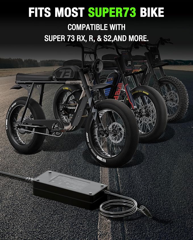 UL Listed 54.6V 3A Fast Battery Charger Compatible with Super 73 Ebikes - Waterproof 110V Power Adapter with 3-Pin Connector for Z/S/R-Series, Z Adventure, S2, RX and More eBikes Lithium Battery