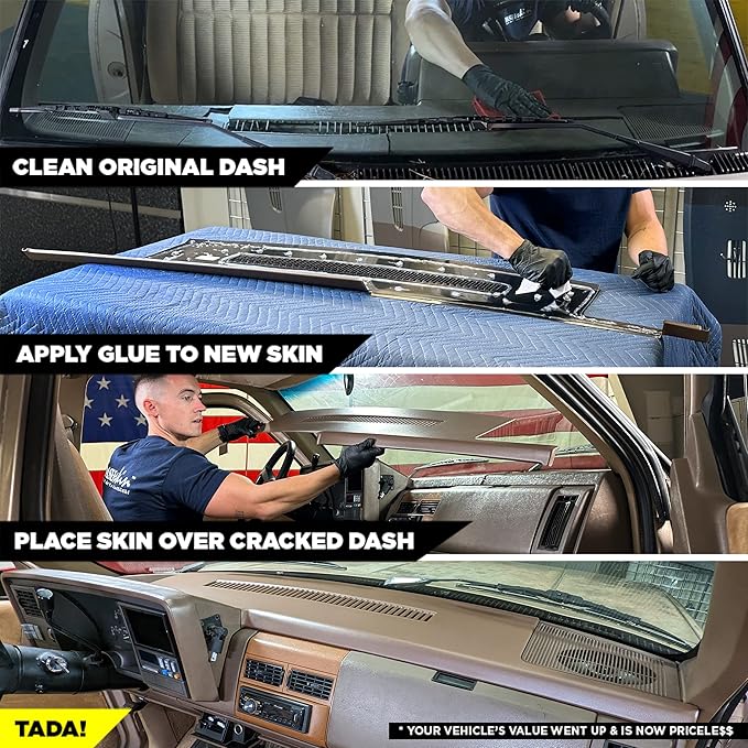 DashSkin Dash Cover Compatible with 1988-1994 C1500 C2500 C3500 K1500 K2500 K3500 Silverado Sierra Tahoe Yukon Suburban in Saddle (Tan) - Hard Molded Plastic Dashboard Cap