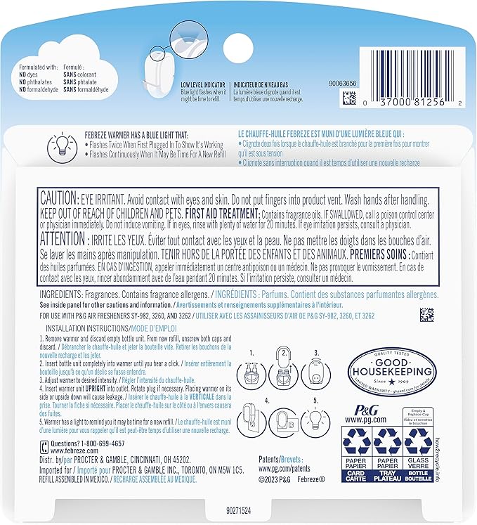 Febreze Odor-Fighting Fade Defy PLUG Air Freshener Refill, Mediterranean Lavender, (2) .87 fl. oz. Oil Refills