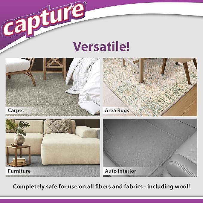 Capture Carpet & Rug Dry Cleaner w/Resealable lid - Home, Car, Dogs & Cats Pet Carpet Cleaner Solution - Strength Odor Eliminator, Stains Spot Remover, Non Liquid & No Harsh Chemical (4 Pound)