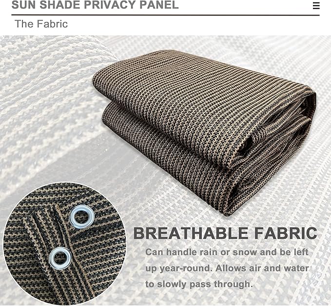 Alion Home Sun Shade Privacy Panel with Grommets and Hems on 4 Sides for Patio, Awning, Window, Pergola or Gazebo - Mocha Brown (8' W x 6' H)