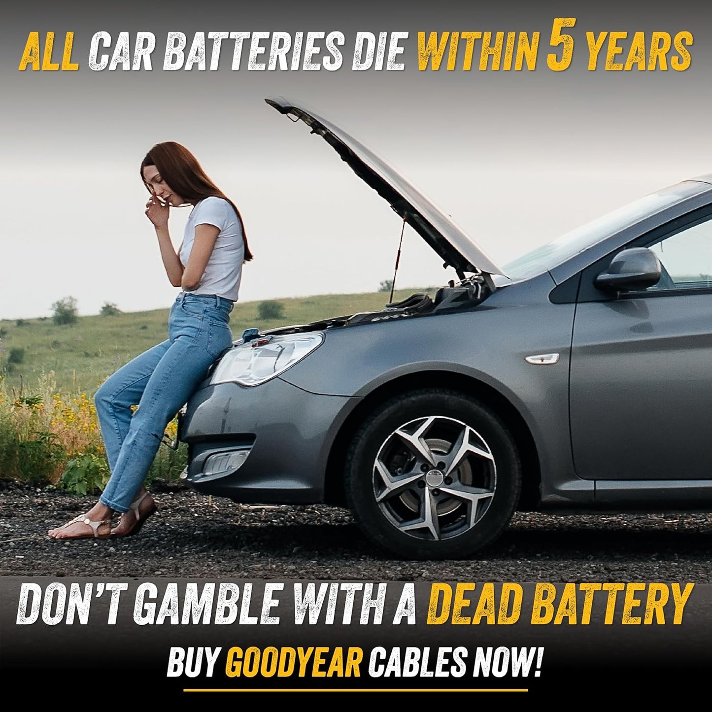 Goodyear Heavy Duty Jumper Cables for Car Battery – 4 Gauge 20 ft Booster Cables with Carrying Case for Cars, Trucks, SUVs, Emergency Roadside Kit